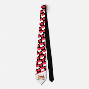 Singapore Flag Heart Singaporean Coat of Arms Tie