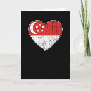 Singapore Flag Love Heart Card