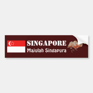Singapore Flag + Map Bumper Sticker