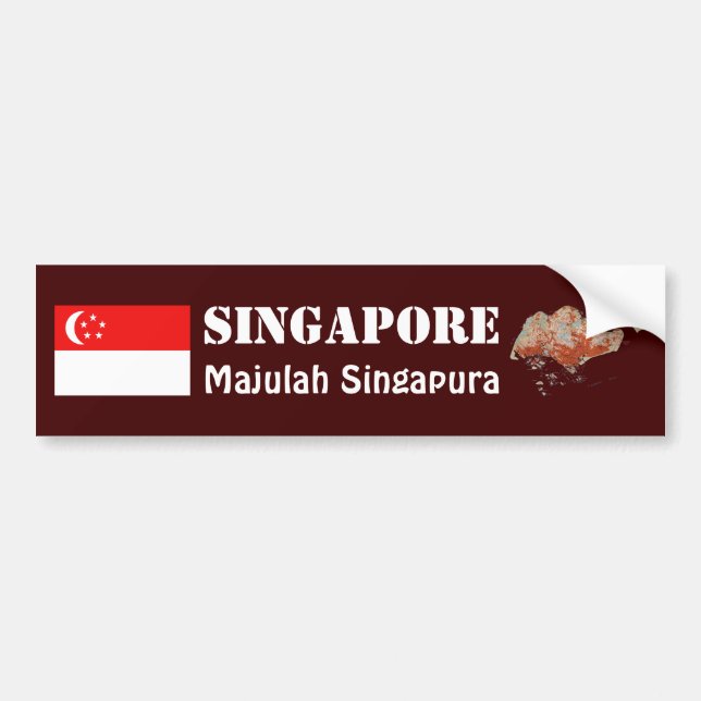 Singapore Flag + Map Bumper Sticker (Front)