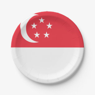 Singapore Flag Paper Plate