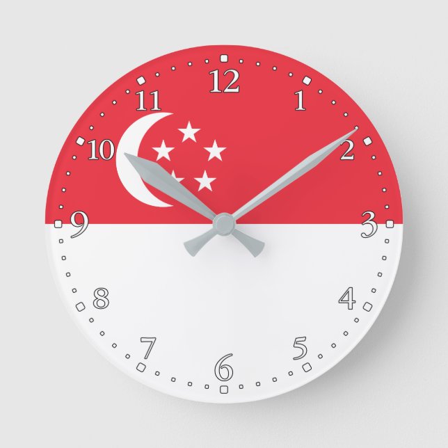Singapore Flag Round Clock (Front)