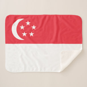 Singapore Flag Sherpa Blanket