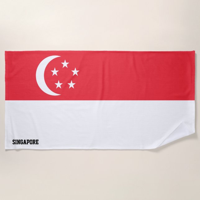 Singapore Flag Splendid Patriotic Beach Towel (Front)