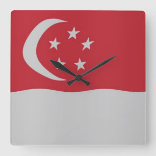 Singapore flag square wall clock