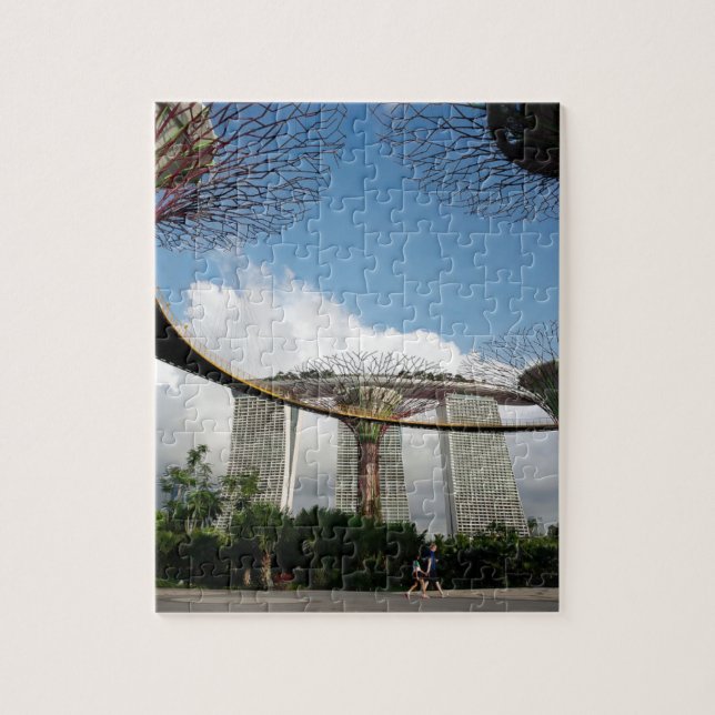 Singapore - Garden By The Bay and Marina Bay Sands Jigsaw Puzzle (Vertical)