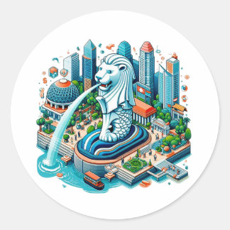 Singapore Garden Merlion Classic Round Sticker