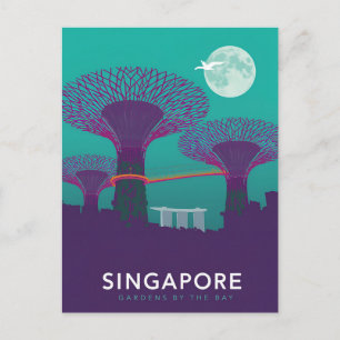 Singapore Gardens by the Bay Night View Postcard
