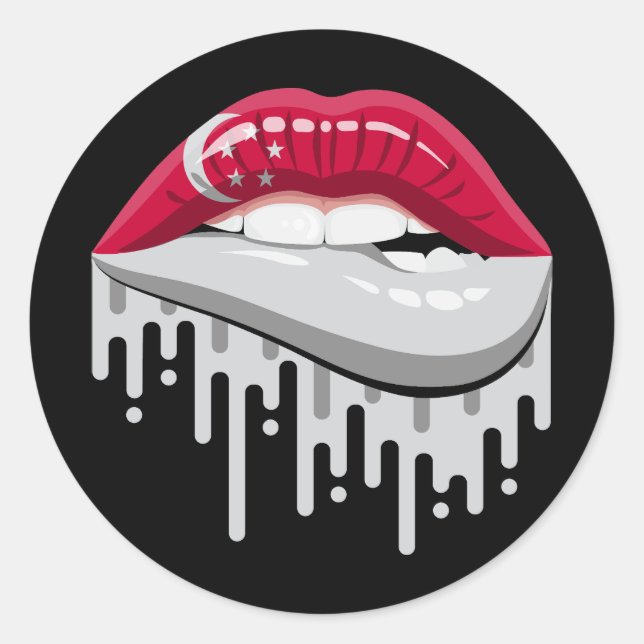 Singapore lips pride root flag classic round sticker (Front)
