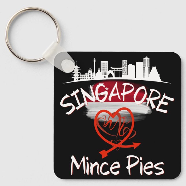 Singapore Loves Mince Pies Cityscape Keychain (Front)