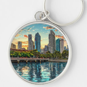 Singapore Modern Cityscape Keychain
