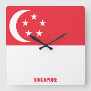 Singapore National Flag Patriotic Square Wall Clock