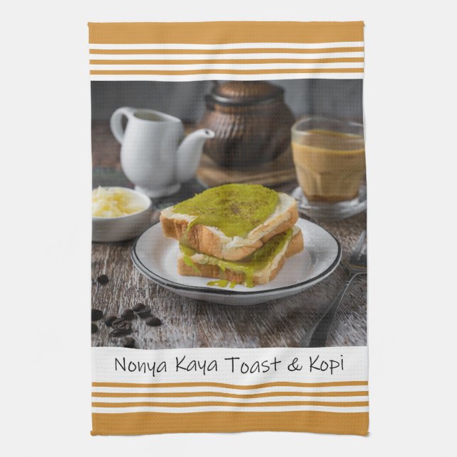 Singapore Nonya Kaya Toast & Kopi Kitchen Towel (Vertical)