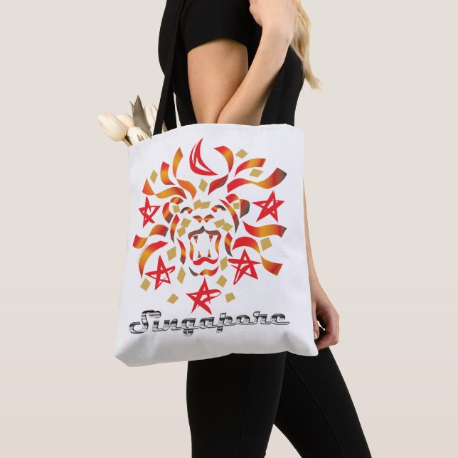 Singapore Patriot (Lion City) Tote Bag (Close Up)