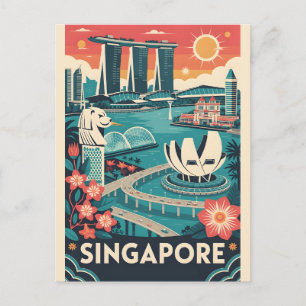 Singapore Retro Travel Poster Vintage Art Holiday Postcard