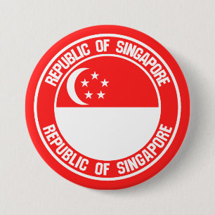 Singapore Round Emblem 3 Inch Round Button