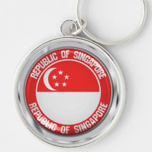 Singapore Round Emblem Keychain