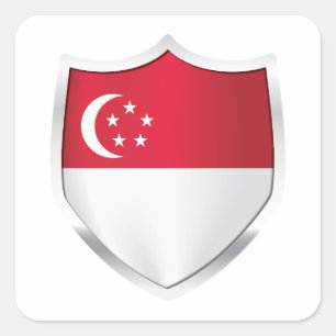 Singapore Silver Shield Flag Square Sticker