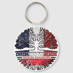 Singapore Singaporean French France Tree Roots Keychain