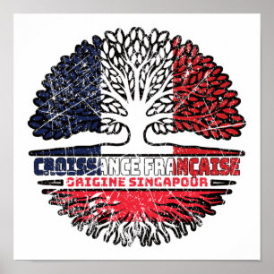 Singapore Singaporean French France Tree Roots Poster