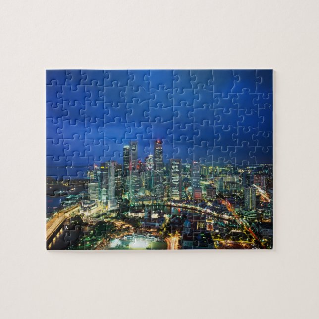 Singapore Skyline at night, Singapore Jigsaw Puzzle (Horizontal)