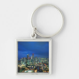 Singapore Skyline at night, Singapore Keychain