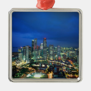 Singapore Skyline at night, Singapore Metal Ornament