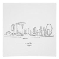 Singapore Skyline Minimalist Line Art | Cityscape