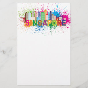 Singapore Skyline Paint Splatter Illustration Stationery