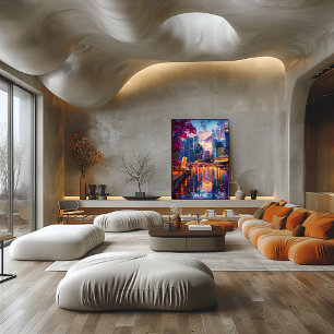 Singapore Skyline Poster Futuristic Asian City Art