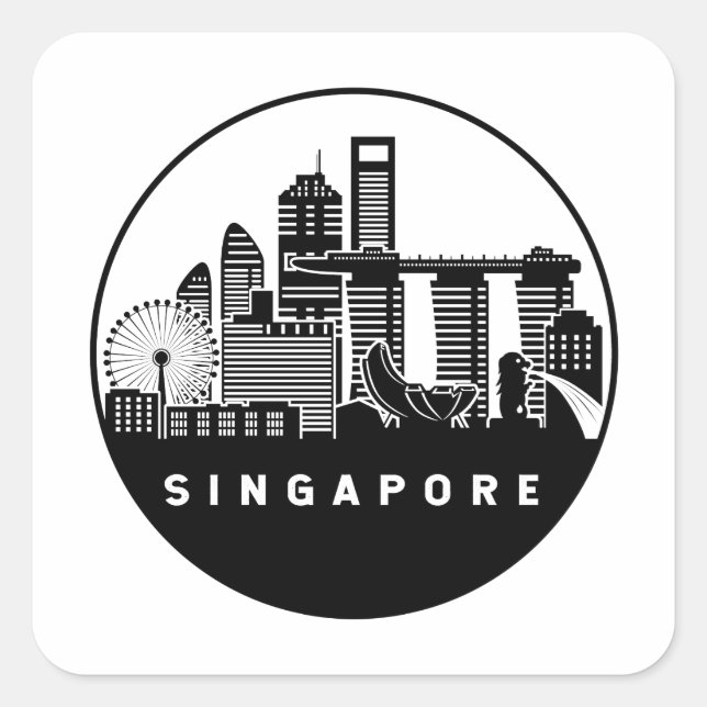 Singapore Skyline Square Sticker (Front)