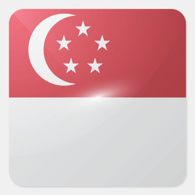 Singapore square glossy flag sticker (Front)