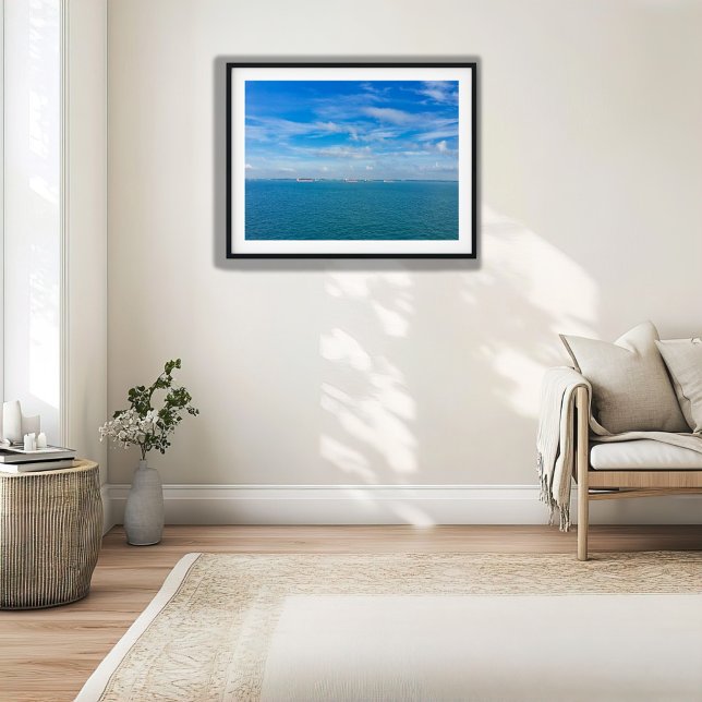 Singapore Strait Shipping Lanes with Cargo Ships Poster (Creator Uploaded)