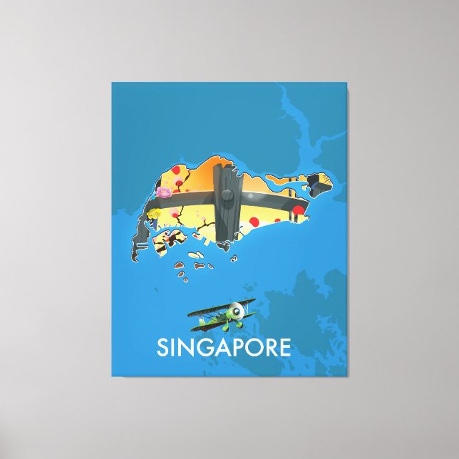 Singapore travel map canvas print (Front)