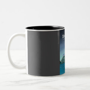 Singapore Travel Poster at Night Two-Tone Coffee Mug