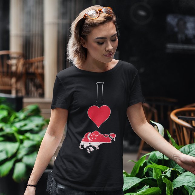 Singapore Vertical I Love Singaporean Flag Map T-Shirt (Creator Uploaded)