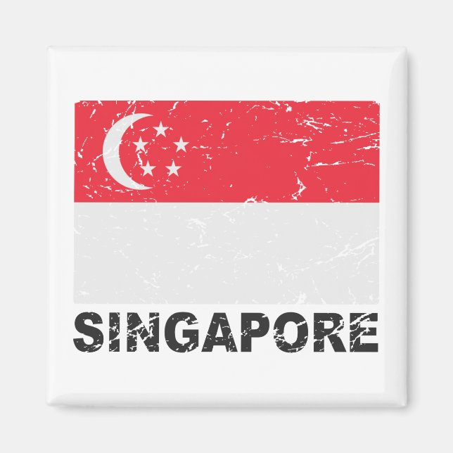 Singapore Vintage Flag Magnet (Front)