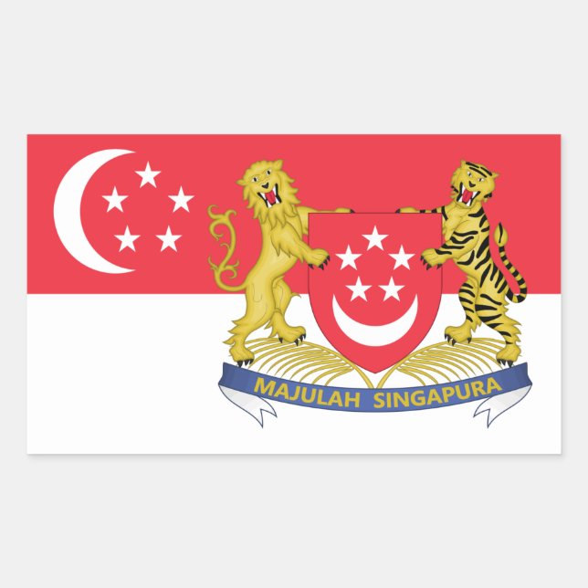 Singaporean Flag & Coat of Arms, Flag of Singapore Sticker (Front)
