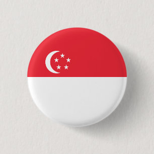 Singaporean Flag, Flag of Singapore 1 Inch Round Button
