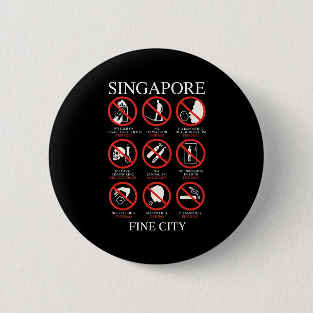 Singare Fine City Funny Rules  2 Inch Round Button (Front)