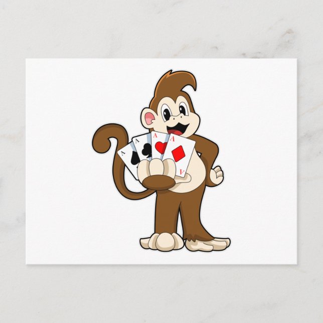 Singe au Poker avec cartes de Poker (Devant)
