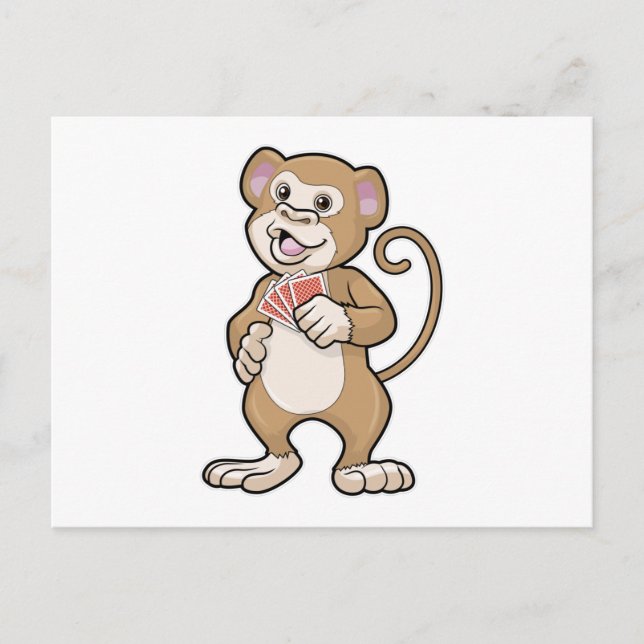 Singe au Poker avec cartes de Poker (Devant)