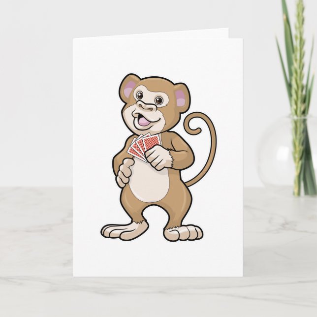 Singe au poker avec cartes de poker (Devant)