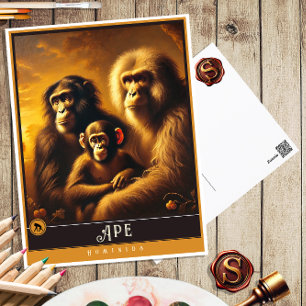 Singe   Carte postale vintage d'animal de compagni