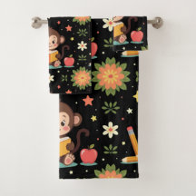 Singe charmant lisant un motif floral