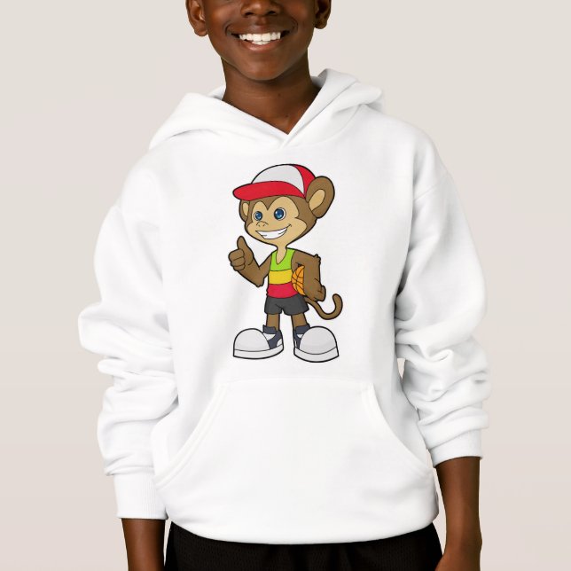 Singe comme joueur de basket-ball avec basket-ball (Devant)