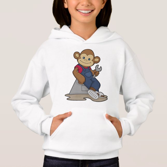 Singe comme mécanicien avec clé (Devant)