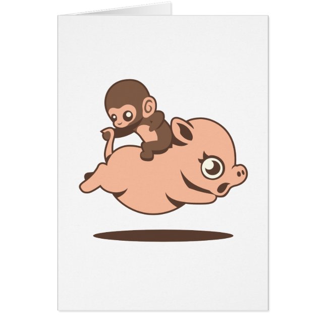 Singe de bébé (allant à reculons sur un porc) (Devant)