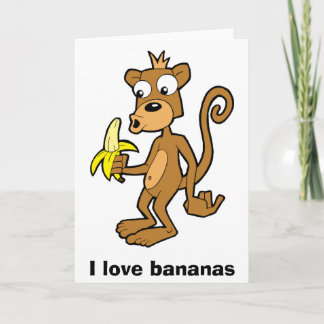 Singe et banane, j'aime des bananes. Carte de
