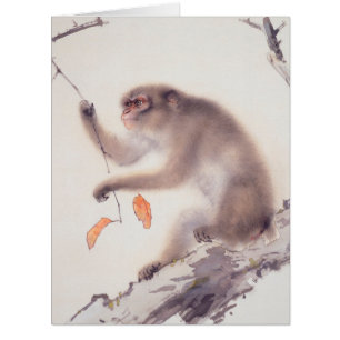 Singe Japonais Peinture Chinoise Zodiac Big Card